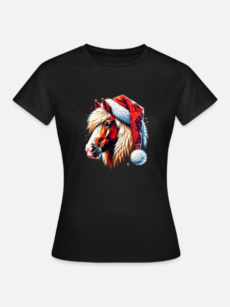 Original Polygon Kunst Haflinger Pferd Weihnachten - Dame-T-shirt - sort