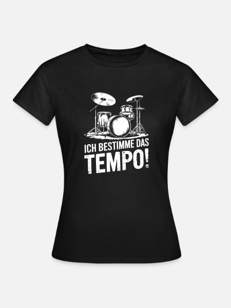 Schlagzeug Drummer Schlagzeuger Schlagzeugspieler - Frauen T-Shirt - Schwarz