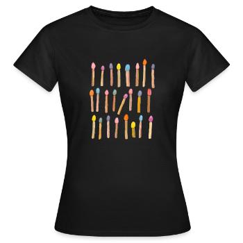 Bunte Streichhölzer für Abenteurer Aquarell Muster - Frauen T-Shirt - Schwarz - Vorne - AI Model Female 172 dark (172cm)