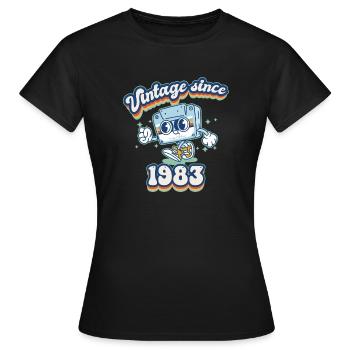 Vintage 1983 Retro Throwback 42nd Birthday - Women's T-Shirt - black - Front - AI Model Female 172 dark (172cm)