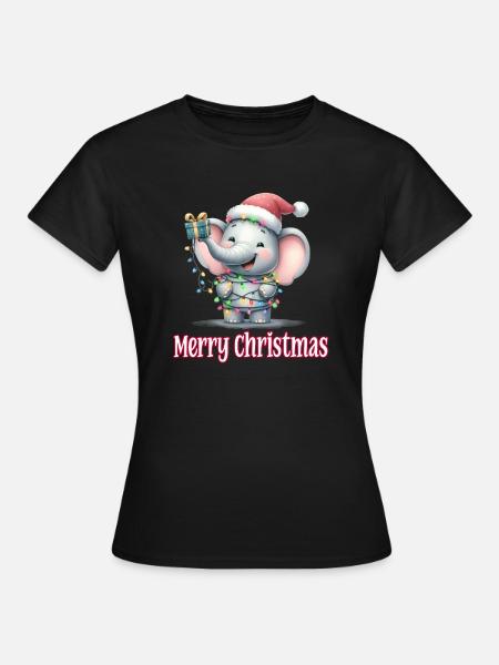 Lille elefantnissehatt God jul - Dame-T-shirt - sort