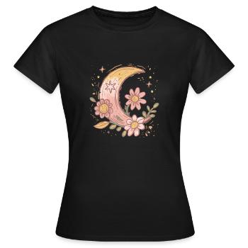 Boho Lune et Fleurs - T-shirt Femme - noir - Devant - AI Model Female 172 dark (172cm)