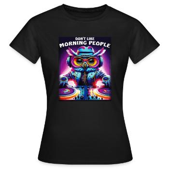 LES HIBOUX N’AIMENT PAS LES GENS DU MATIN - T-shirt Femme - noir - Devant - AI Model Female 172 dark (172cm)