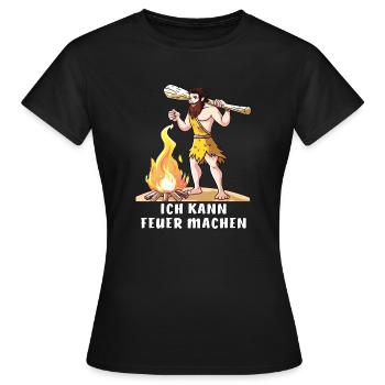 NEANDERTHAL I CAN MAKE FIRE - Women's T-Shirt - black - Front - AI Model Female 172 dark (172cm)