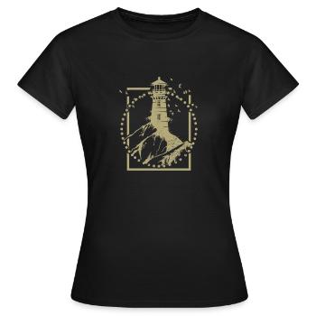 Retro Lighthouse Sea Sailing Ship Gift Idea - Women's T-Shirt - black - Front - AI Model Female 172 dark (172cm)