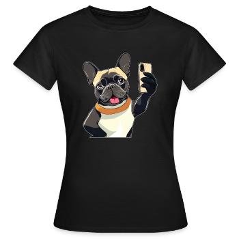 SMARTPHONE POUR CHIEN - T-shirt Femme - noir - Devant - AI Model Female 172 dark (172cm)