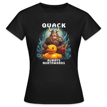 VIKING CANARD COIN-COIN TOUJOURS VERS LE NORD - T-shirt Femme - noir - Devant - AI Model Female 172 dark (172cm)