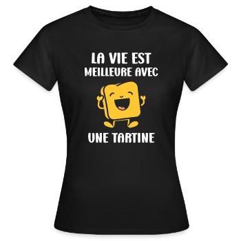 Tartine - T-shirt Femme - noir - Devant - AI Model Female 172 dark (172cm)