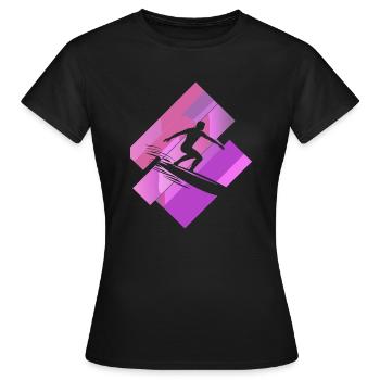 Surfbrett Hawaii Surfergirl - Frauen T-Shirt - Schwarz - Vorne - AI Model Female 172 dark (172cm)