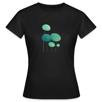 Blätter mit Tautropfen Leaves with Dew Drops - Women's T-Shirt - black - Front - AI Model Female 172 dark (172cm)