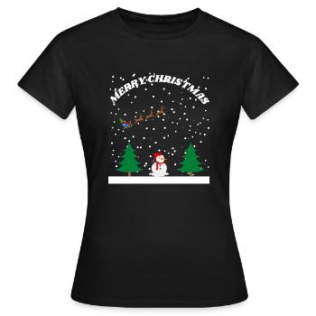 Merry Christmas Weihnachten Schnee Winter - Frauen T-Shirt - Schwarz - Vorne - AI Model Female 172 dark (172cm)