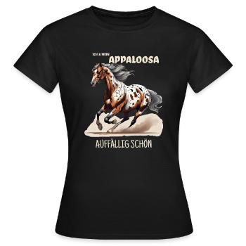 Galoppierender Appaloosa mit Text - Frauen T-Shirt - Schwarz - Vorne - AI Model Female 172 dark (172cm)