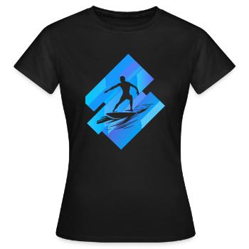 Surfbrett Surfer Surfergirl - Frauen T-Shirt - Schwarz - Vorne - AI Model Female 172 dark (172cm)