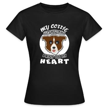 My Border Collie Left Pawprint On My heart - Women's T-Shirt - black - Front - AI Model Female 172 dark (172cm)