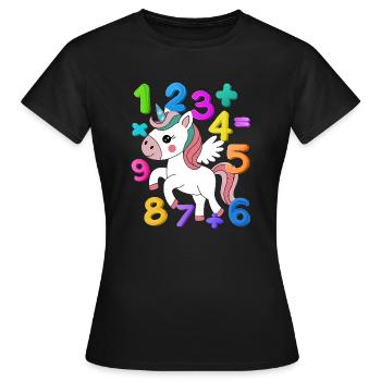 Journée des nombres 2025 Math Licorne Journée des nombres Cadeau pour enfants - T-shirt Femme - noir - Devant - AI Model Female 172 dark (172cm)