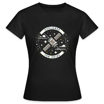 ERKUNDEN SIE DIE LÜFTE - Frauen T-Shirt - Schwarz - Vorne - AI Model Female 172 dark (172cm)