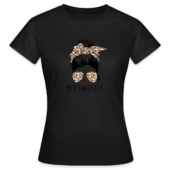 Granny Life Messy Bun Sonnenbrille Neuheit Distresse - Frauen T-Shirt - Schwarz - Vorne - AI Model Female 172 dark (172cm)