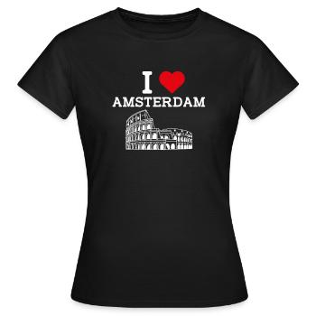 I love Amsterdam Flagge Herz Niederlande Kolosseum - Frauen T-Shirt - Schwarz - Vorne - AI Model Female 172 dark (172cm)