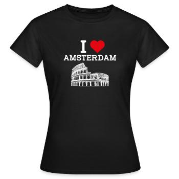 I love Amsterdam Colosseum Heart Flagge Niederlande - Frauen T-Shirt - Schwarz - Vorne - AI Model Female 172 dark (172cm)