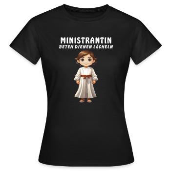 SERVANT D’AUTEL PRIANT SERVANT SOURIRE - T-shirt Femme - noir - Devant - AI Model Female 172 dark (172cm)