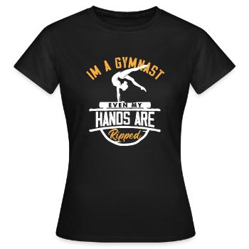 Je suis un gymnaste, même mes mains sont déchirées en équilibre sur les mains - T-shirt Femme - noir - Devant - AI Model Female 172 dark (172cm)