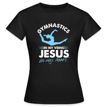 La gymnastique dans mes veines Jésus dans mon cœur chrétien - T-shirt Femme - noir - Devant - AI Model Female 172 dark (172cm)