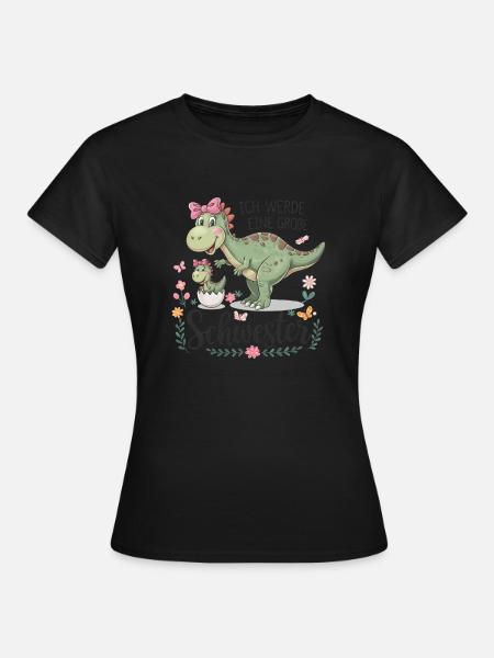 Je vais être une grande sœur dinosaure - T-shirt Femme - noir
