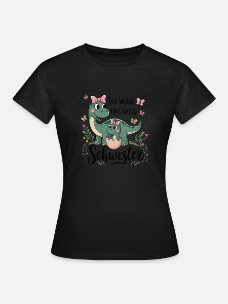Je vais être une grande sœur dinosaure - T-shirt Femme - noir
