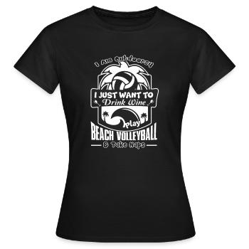 Beach Volleyball Play Beach Volleyball - Women's T-Shirt - black - Front - AI Model Female 172 dark (172cm)