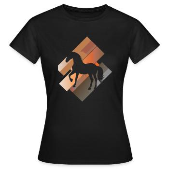 Pferd Hufeisen Pferdesport - Frauen T-Shirt - Schwarz - Vorne - AI Model Female 172 dark (172cm)