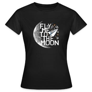Un astronaute s’envole vers la lune Un astronaute s’envole vers la lune - T-shirt Femme - noir - Devant - AI Model Female 172 dark (172cm)