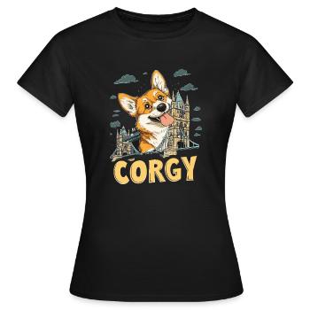 Corgy Dog London UK Tower Bridge - Frauen T-Shirt - Schwarz - Vorne - AI Model Female 172 dark (172cm)