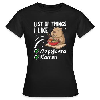 Capybara und Ramen – Perfekte Kombination - Frauen T-Shirt - Schwarz - Vorne - AI Model Female 172 dark (172cm)