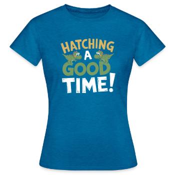 Dinosaur Party Decorations - Women's T-Shirt - antique blue sapphire heather - Front - AI Model Female 172 dark (172cm)