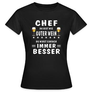 PATRON, TU T’AMÉLIORES DE PLUS EN PLUS - T-shirt Femme - noir - Devant - AI Model Female 172 dark (172cm)