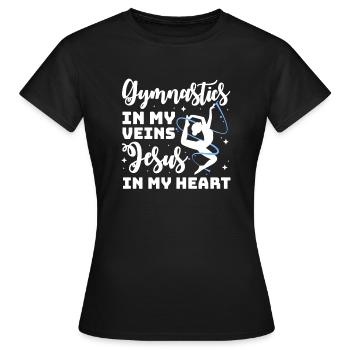 La gymnastique dans mes veines Jésus dans mon cœur chrétien - T-shirt Femme - noir - Devant - AI Model Female 172 dark (172cm)