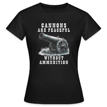 LES CANONS SONT PACIFIQUES SANS MUNITIONS - T-shirt Femme - noir - Devant - AI Model Female 172 dark (172cm)