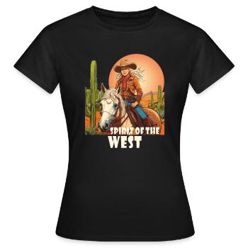 RIDER SPIRIT DE L’OUEST - T-shirt Femme - noir - Devant - AI Model Female 172 dark (172cm)
