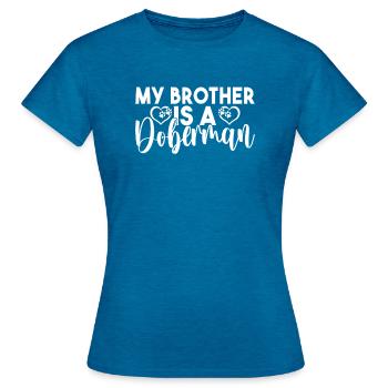 Doberman Gifts - Frauen T-Shirt - Antikblaues Saphir meliert - Vorne - AI Model Female 172 dark (172cm)