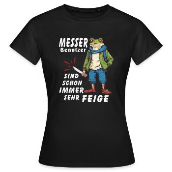 Utilisateurs de MESSER TRÈS LÂCHES - T-shirt Femme - noir - Devant - AI Model Female 172 dark (172cm)