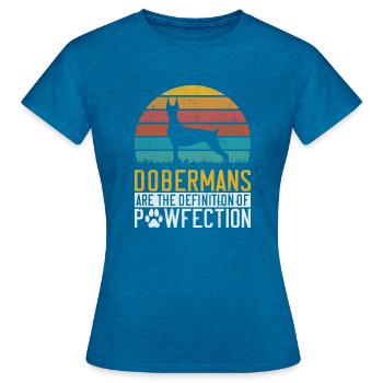 Doberman Gifts - Frauen T-Shirt - Antikblaues Saphir meliert - Vorne - AI Model Female 172 dark (172cm)