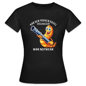 TIR SUR L’AUTODÉFENSE DU LÈVE-TÔT - T-shirt Femme - noir - Devant - AI Model Female 172 dark (172cm)