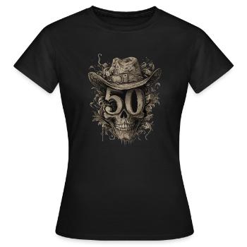 50 Geburtstag Mann Cowboy Hut - Frauen T-Shirt - Schwarz - Vorne - AI Model Female 172 dark (172cm)