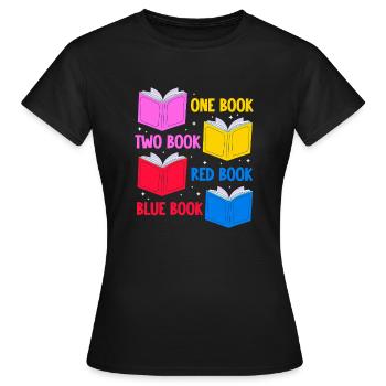un livre deux livre livre rouge livre bleu Design pour un - T-shirt Femme - noir - Devant - AI Model Female 172 dark (172cm)