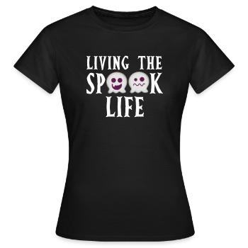 Living The Spook Life Ghost Bait - Frauen T-Shirt - Schwarz - Vorne - AI Model Female 172 dark (172cm)
