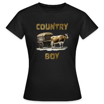 CHARIOT À VACHES GARÇON DE LA CAMPAGNE - T-shirt Femme - noir - Devant - AI Model Female 172 dark (172cm)