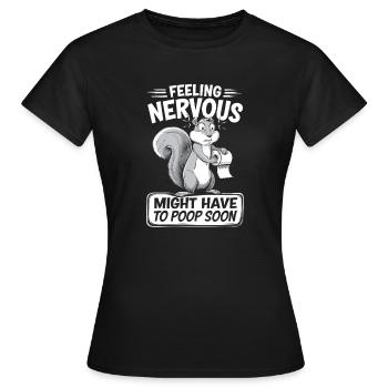 Intestin irritable Syndrom Écureuil Caca Humour - T-shirt Femme - noir - Devant - AI Model Female 172 dark (172cm)
