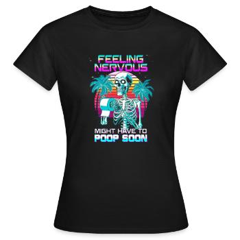 SCI, squelette, caca, humour, intestin irritable, syndrome - T-shirt Femme - noir - Devant - AI Model Female 172 dark (172cm)