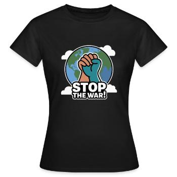 STOP THE WAR - Women's T-Shirt - black - Front - AI Model Female 172 dark (172cm)