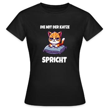 Die mit der Katze spricht - Frauen T-Shirt - Schwarz - Vorne - AI Model Female 172 dark (172cm)